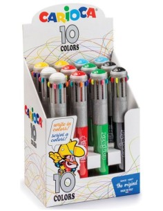 EXPOSITOR 12 BOLIGRAFOS DE 10 COLORES AUTOMATICO