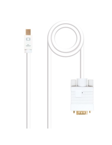 Cable conversor Mini DP a VGA, Mini DP/M - VGA/M, Blanco, 5.0 M