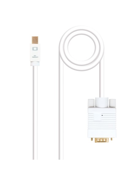 Cable conversor Mini DP a VGA, Mini DP/M - VGA/M, Blanco, 5.0 M