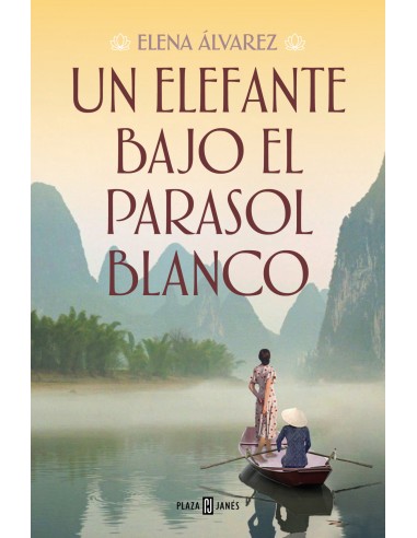 UN ELEFANTE BAJO EL PARASOL BLANCO