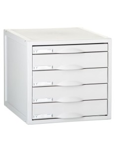 Archivador modular con 5 cajones 1 de 22mm y 4 de 52mm color gris