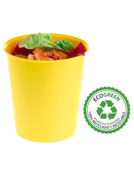 Papelera plastico color amarillo 18l