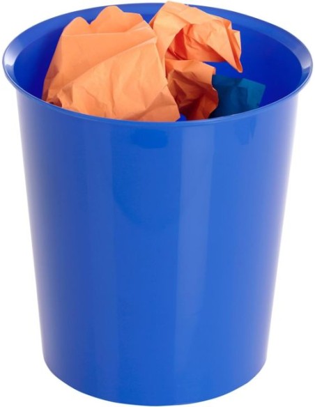 Papelera plastico color azul 18l