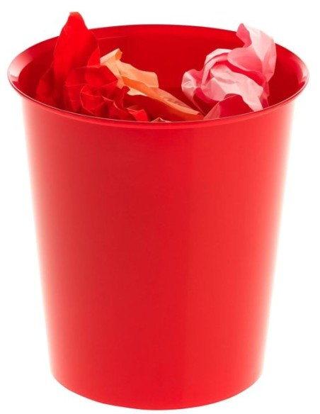 Papelera plastico color rojo 18l