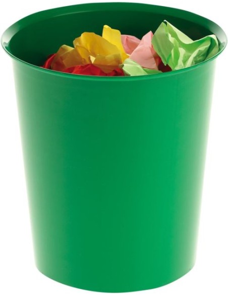 Papelera plastico color verde 18l