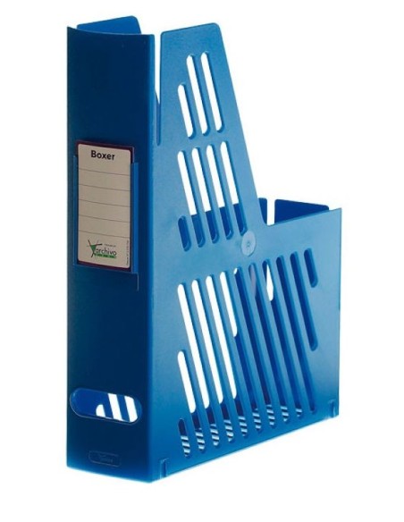 Revistero plastico color azul con identificador