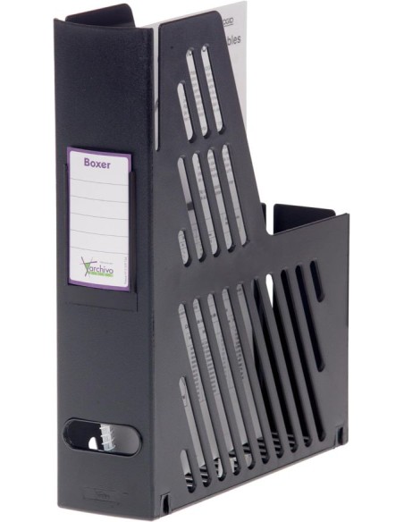 Revistero plastico color negro con identificador