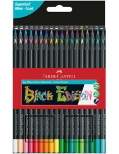 Estuche 36 lapices de colores triangulares black edition