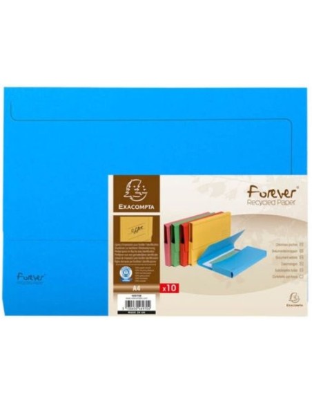 Paq 10 subcarpeta con bolsa a4 color azul serie forever
