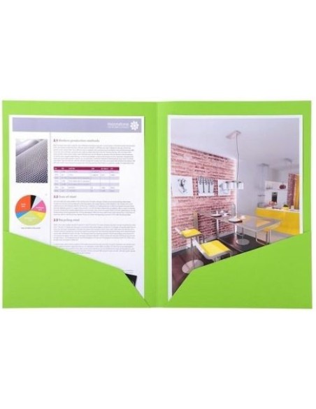 Paq 25 subcarpetas doble bolsillo a4 210g color menta