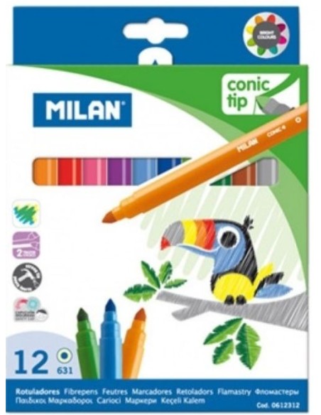 Estuche 12 rotuladores punta conica 612 milan