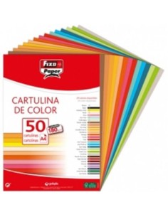 PAQ 50 CARTULINAS FIXO A4 180G SURTIDOS FUERTES 2