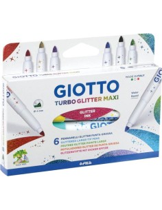 Estuche 6 rotuladores turbo glitter maxi