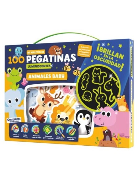 MALETIN 100 PEGATINAS LUMINISCENTES ANIMALES BABY
