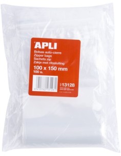 Paq 100 bolsas autocierre cremallera 100x150 mm zipper