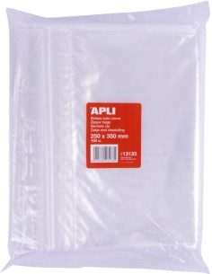 Paq 100 bolsas autocierre cremallera 250x350 mm zipper apli