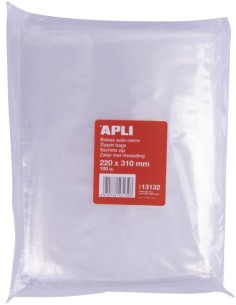 Paq 100 bolsas autocierre cremallera 220x310 mm zipper apli