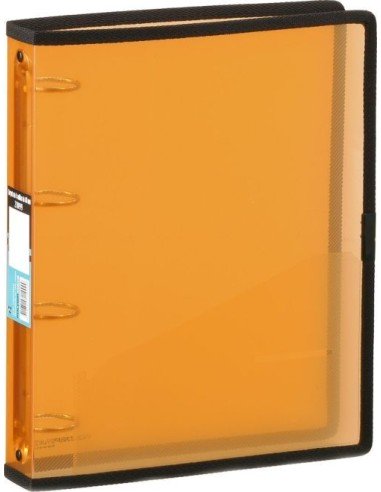 Carpeta a4 4 anillas 25mm color naranja polipropileno con ribete