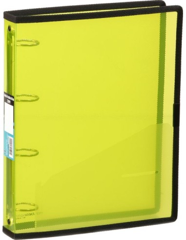 Carpeta a4 4 anillas 40mm verde lima polipropileno con ribete