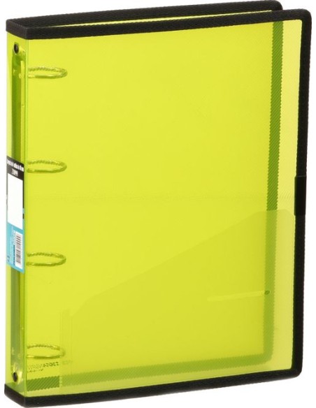 Carpeta a4 4 anillas 40mm verde lima polipropileno con ribete