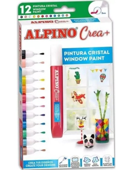 Estuche 12 alpino crea pintura cristal