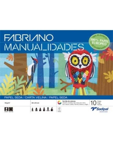 Bloc manualidades 10 hojas papel seda 32x24cm colores surtidos