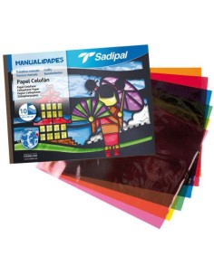 Bloc manualidades 10 hojas papel celofan transparente 30 g 32x24cm colores surtidos