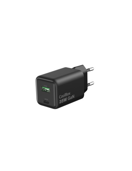 CARGADOR GAN 35W USB-A/USB-C PARED NEGRO