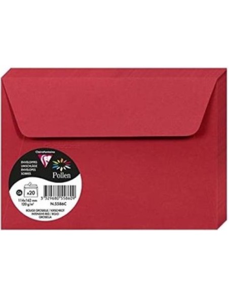 PAQ 20 SOBRE POLLEN 114X162 ROJO GROSELLA