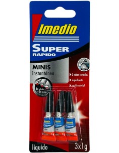Blister 3 tubos pegamento super rapido mini 1g Imedio