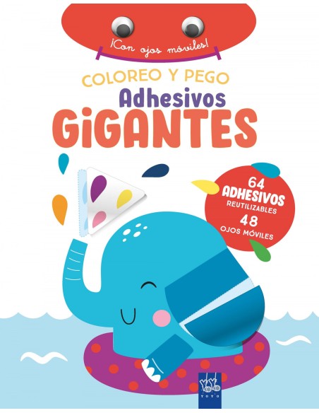 Coloreo y pego adhesivos gigantes Elefante