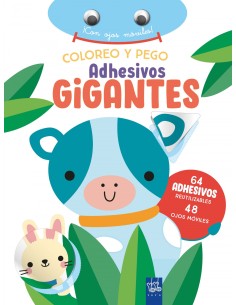 Coloreo y pego adhesivos gigantes Vaca