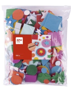 BOLSA 500 UNIDADES GOMA EVA ADHESIVA FORMAS SURTIDA