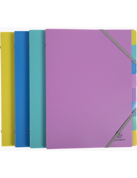 56190E lengüeta de índice Carpeta de dibujo Polipropileno (PP) Azul, Rosa, Turquesa, Amarillo