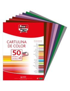 PAQ 50 CARTULINAS FIXO A3 180G AZUL MARINO