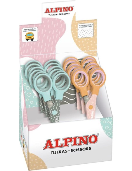 EXP 12 TIJERA ESCOLAR 13CM ALPINO PASTEL