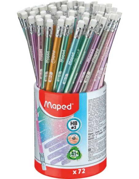 Bote 72 lapiz de grafito 2hb deco glitter con goma maped Bote 72 lapiz de grafito 2hb deco glitter con goma maped