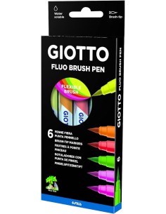 ESTUCHE 6 ROTULADORES GIOTTO TURBO SOFT BRUSH FLUOR
