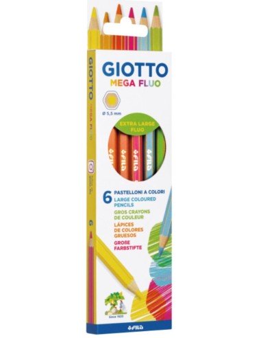 ESTUCHE 6 LAPICES DE COLORES GIOTTO MEGA FLUOR