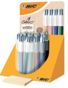 Exp 30 boligrafos 4 colores wood punta 1mm