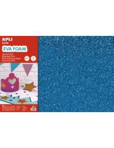 PACK 3 LAMINAS GOMA EVA PURPURINA AZUL 40X60 2MM