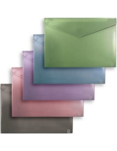 Paq 10 carpeta sobre a5 cierre velcro polipropileno colores metal surtidos