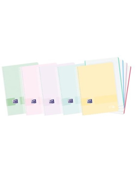 Paq 5 cuaderno espiral a6 120h 90g cuadricula 5x5 ebook4 colores pastel