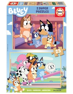 PUZZLE INFANTIL BLUEY 2X25 PIEZAS DE MADERA