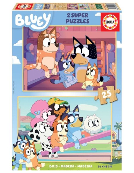 PUZZLE INFANTIL BLUEY 2X25 PIEZAS DE MADERA