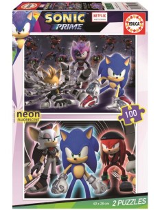PUZZLE INFANTIL SONIC NEON 2X100 PIEZAS