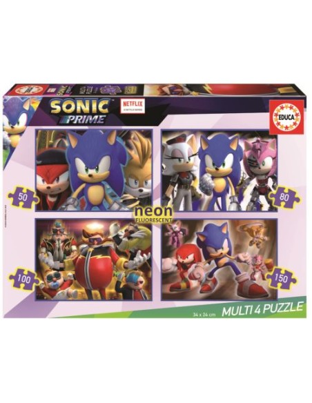 PUZZLE INFANTIL SONIC NEON MULTI 4 50 80 100 150 PIEZAS