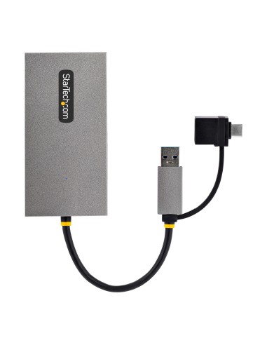 Adaptador de USB a HDMI Doble, USB A/C a 2 Pantallas HDMI (1x 4K30Hz, 1x 1080p), Dongle Integrado USB-A a C, Cable de 11cm, Ada