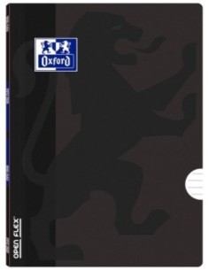 Paq 10 libreta openflex a5 48h 90g rayado 2 margenes color preto capa plastico