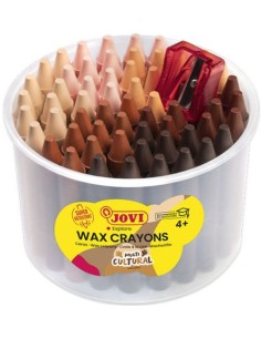 Bote 60 ceras jovicolor colores multiculturales sacapuntas